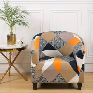 Royale - Housse de fauteuil arrondi Design Orange sur fond gris