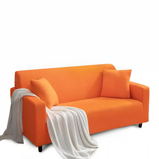 Harmony - Housse de canapé droit lisse Orange sur fond gris