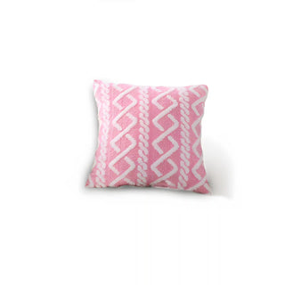 Triumph - Housse de coussin côtelée Rose et Blanc sur fond gris