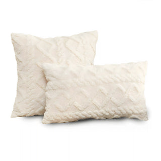 Housse de coussin côtelée - Almiris Blanc sur fond gris