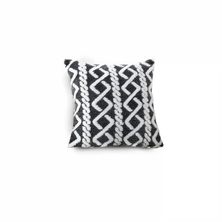 Triumph - Housse de coussin côtelée Noir et Blanc sur fond gris