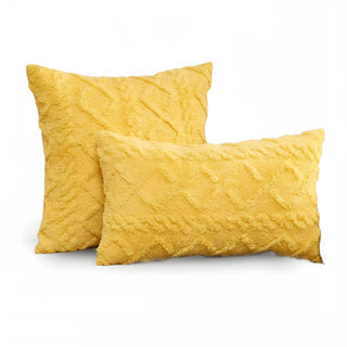 Triumph - Housse de coussin côtelée Jaune sur fond gris