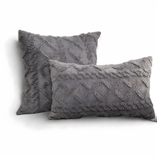 Triumph - Housse de coussin côtelée Gris sur fond gris