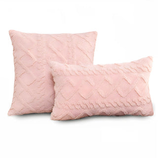 Triumph - Housse de coussin côtelée Rose sur fond gris