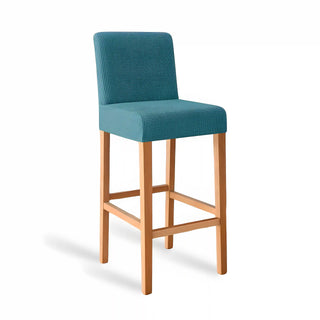 Adagio - Housse de tabouret de bar en Jacquard Bleu Turquoise sur fond gris