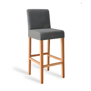 Adagio - Housse de tabouret de bar en Jacquard Gris Foncé sur fond gris