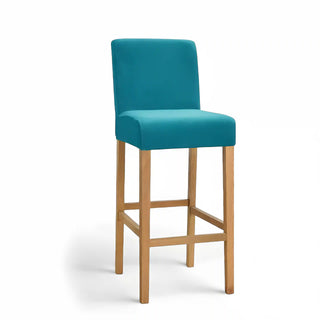 Adagio - Housse de tabouret de bar en Velours Bleu canard sur fond gris