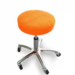 Aureus - Housse de Tabouret en Jacquard Orange sur fond gris