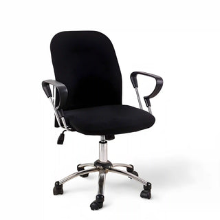 Sereno - Housse de chaise de bureau en Velours Noir sur fond gris