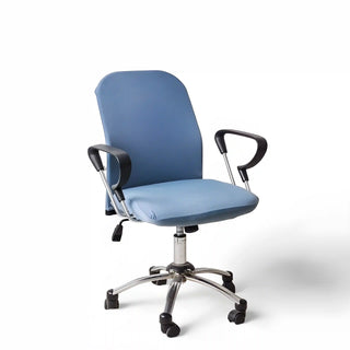 Sereno - Housse de chaise de bureau en Velours Bleu canard sur fond gris