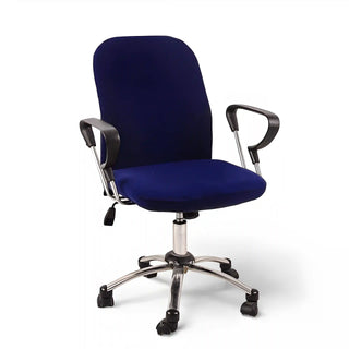 Sereno - Housse de chaise de bureau en Velours Bleu canard sur fond gris