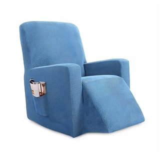 Majestique - Housse de fauteuil relax en Jacquard Bleu manche sur fond gris