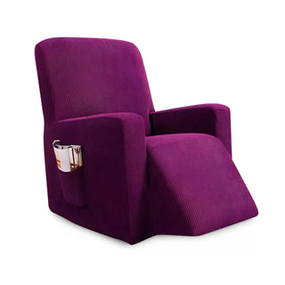 Majestique - Housse de fauteuil relax en Jacquard Violet sur fond gris