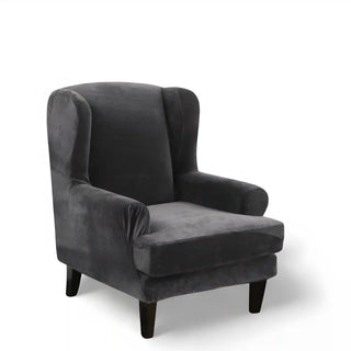 Allure - Housse de fauteuil crapaud en Velours Gris foncé sur fond gris