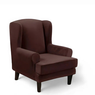 Allure - Housse de fauteuil crapaud en Velours Brun sur fond gris