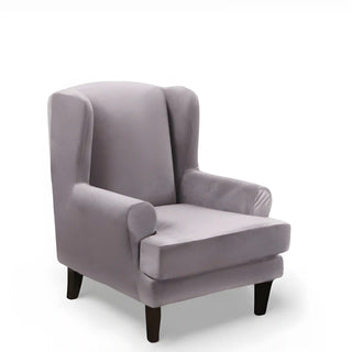 Allure - Housse de fauteuil crapaud en Velours Gris clair sur fond gris