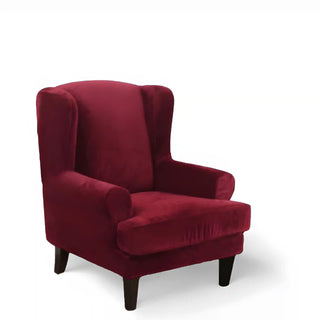 Housse de Fauteuil à Oreilles en Velours -Marencia Bordeaux sur fond gris