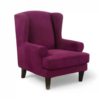 Housse de Fauteuil à Oreilles en Jacquard - Allure Violet sur fond gris