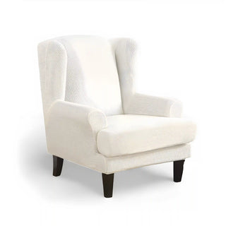 Allure - Housse de fauteuil crapaud en Jacquard Blanc sur fond gris