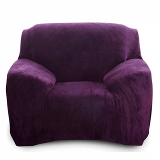 Chicara - Housse de fauteuil classique en Velours Violet sur fond gris