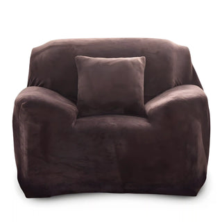 Chicara - Housse de fauteuil classique en Velours Café sur fond gris