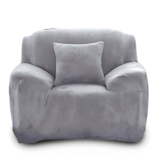 Chicara - Housse de fauteuil classique en Velours Silver sur fond gris