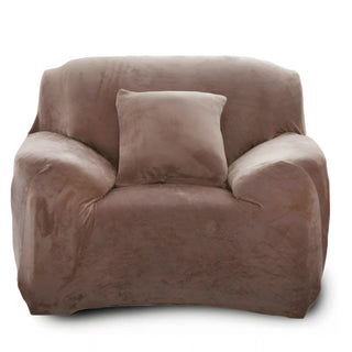 Housse de fauteuil classique en Velours - Veradelle Camel sur fond gris