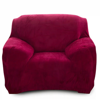 Chicara - Housse de fauteuil classique en Velours Bordeaux sur fond gris