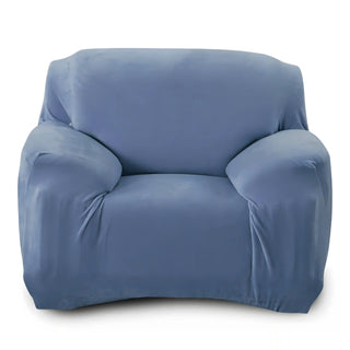 Chicara - Housse de fauteuil classique en Velours Bleu clair sur fond gris