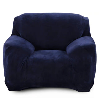 Housse de fauteuil classique en Velours - Veradelle Bleu marine sur fond gris