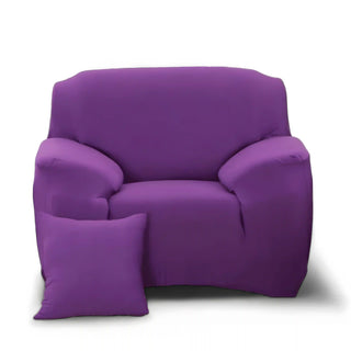 Chicara - Housse de fauteuil classique lisse Violet sur fond gris