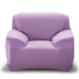 Housse de fauteuil classique lisse - Chicara Violet clair sur fond gris