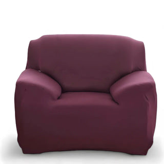 Chicara - Housse de fauteuil classique lisse Bordeaux sur fond gris