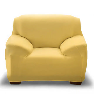 Chicara - Housse de fauteuil classique lisse Jaune sur fond gris