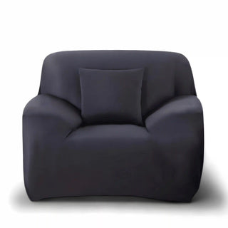 Housse de fauteuil classique lisse - Chicara Noir sur fond gris