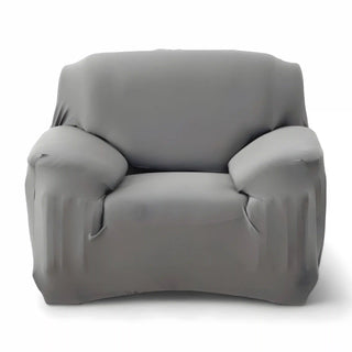 Chicara - Housse de fauteuil classique lisse Gris clair sur fond gris