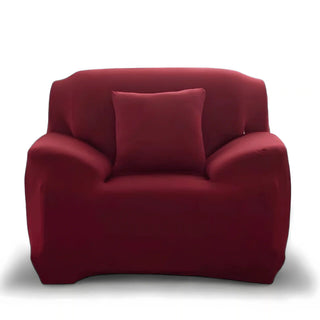 Housse de fauteuil classique lisse - Chicara Rouge amarante sur fond gris