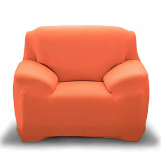 Housse de fauteuil classique lisse - Chicara Orange sur fond gris