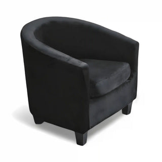 Housse de Fauteuil Crapaud en velours - Renia Noir sur fond gris