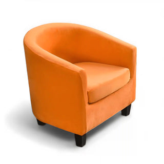 Housse de Fauteuil Crapaud en velours - Renia Orange sur fond gris