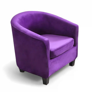 Housse de Fauteuil Crapaud en velours - Renia Violet sur fond gris