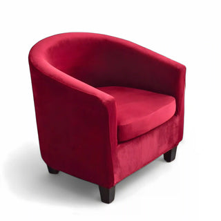 Housse de Fauteuil Crapaud en velours - Renia Rouge sur fond gris