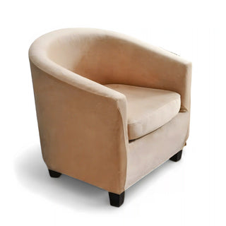 Housse de Fauteuil Crapaud en velours - Renia Beige sur fond gris