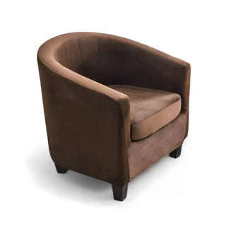 Housse de Fauteuil Crapaud en velours - Renia Marron sur fond gris