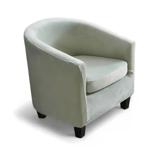 Housse de Fauteuil Crapaud en velours - Renia Sauge sur fond gris