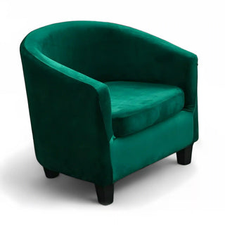 Royale - Housse de fauteuil arrondi en velours Vert foncé sur fond gris