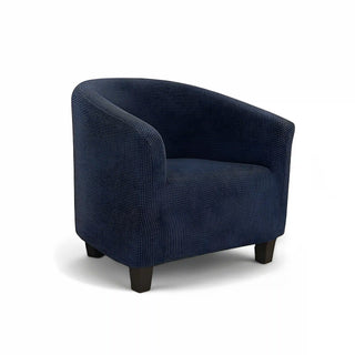 Royale - Housse de fauteuil arrondi en Jacquard Bleu marine sur fond gris