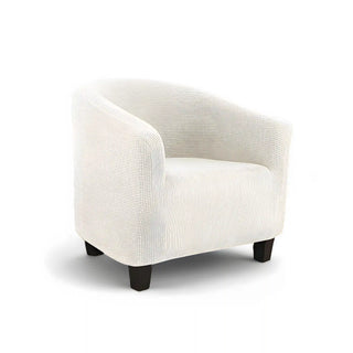 Royale - Housse de fauteuil arrondi en Jacquard Blanc sur fond gris