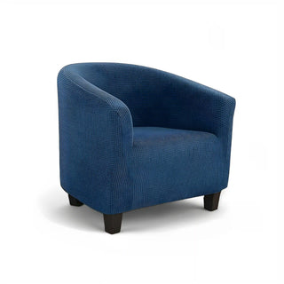 Royale - Housse de fauteuil arrondi en Jacquard Bleu sur fond gris