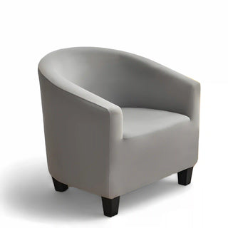 Royale - Housse de fauteuil arrondi lisse Gris sur fond gris